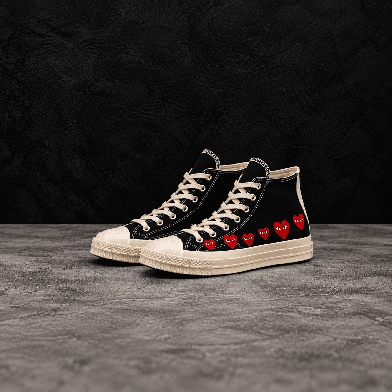Converse Chuck 70 High x Comme des Garçons PLAY — Black / Red Hearts